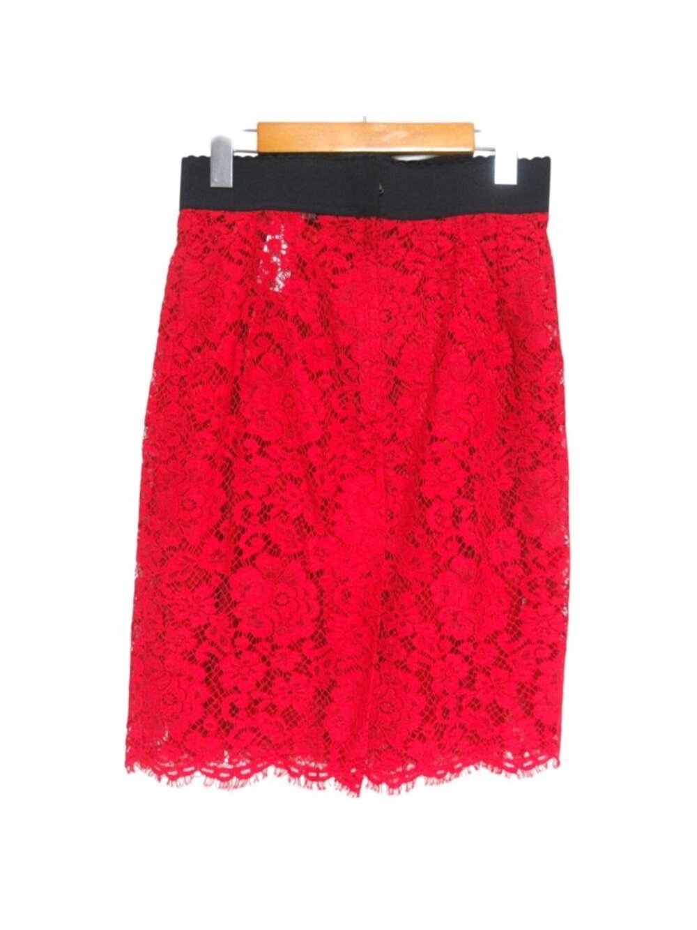 Dolce & Gabbana Knee Length Flower Lace Skirt 40 Red Black - Picture 2 of 5